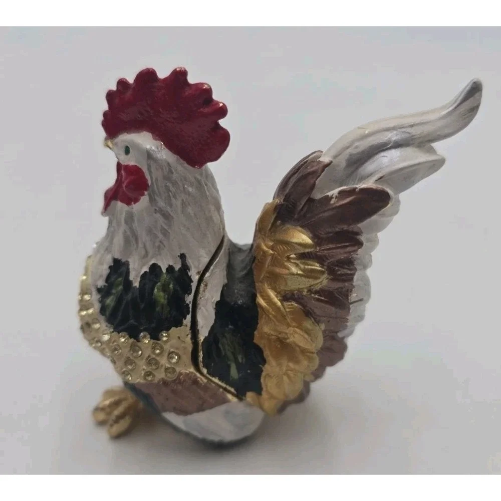 Leonardo Collection Jeweled Rooster Trinket Box Rhinestone Figurine Vintage
